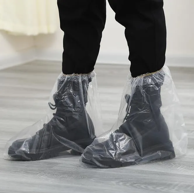 10 Pairs Shoe Covers Boot Covers Plastic Disposable Waterproof Shoe Covers for Men and Women Rain Outdoor Indoors Overshoes (Transparent)