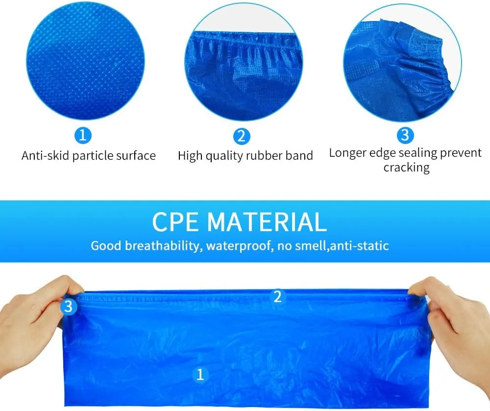 100 Pack 50 Pairs Disposable Shoe Covers Boot Cover Waterproof, Dust proof, The Size Fit Most, Non-slip, Blue, Protect Your Shoes, Floor, Carpet