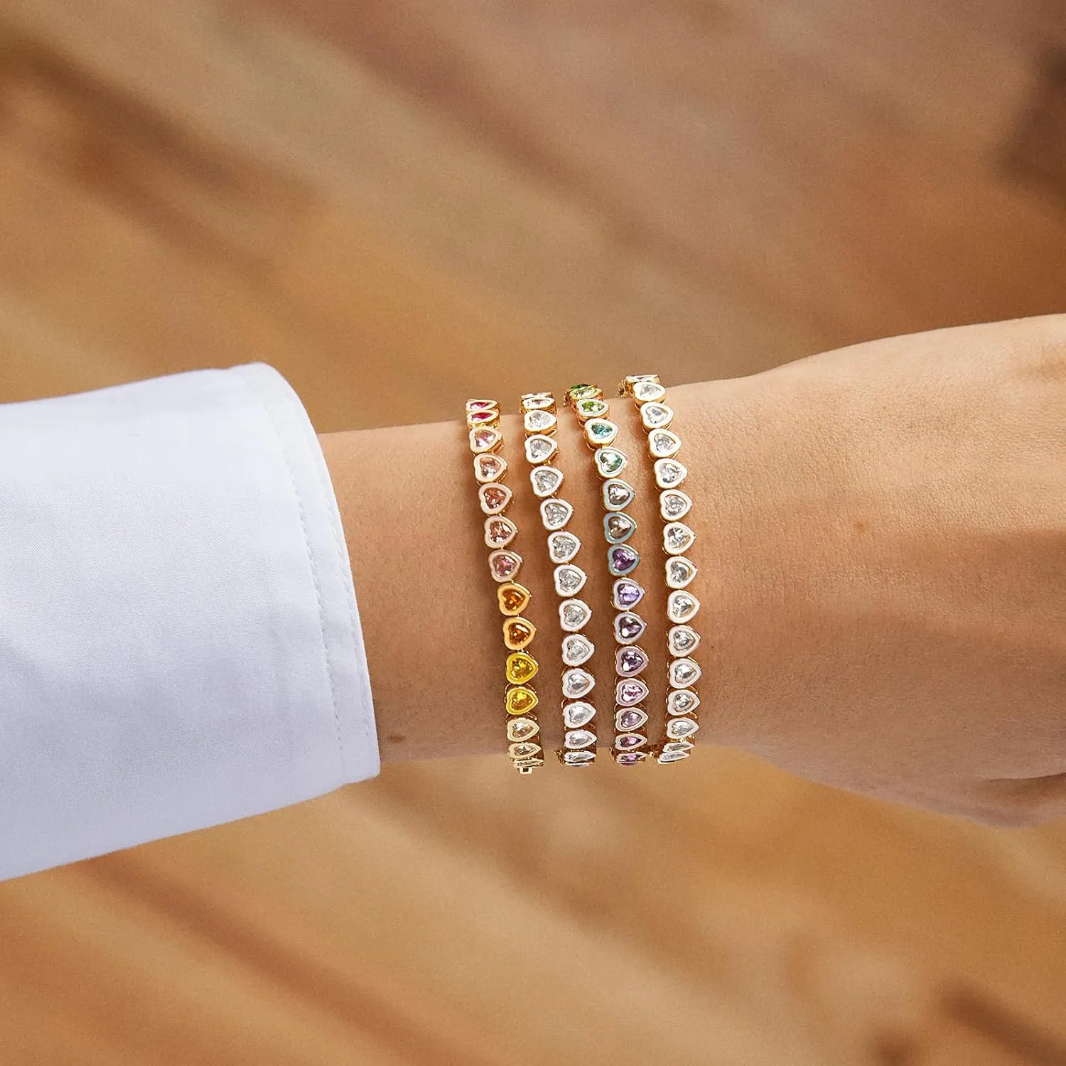 14k Gold Tennis Bracelet, Cubic Zirconia Classic Tennis Bracelet, Gold Link Bracelets For Women