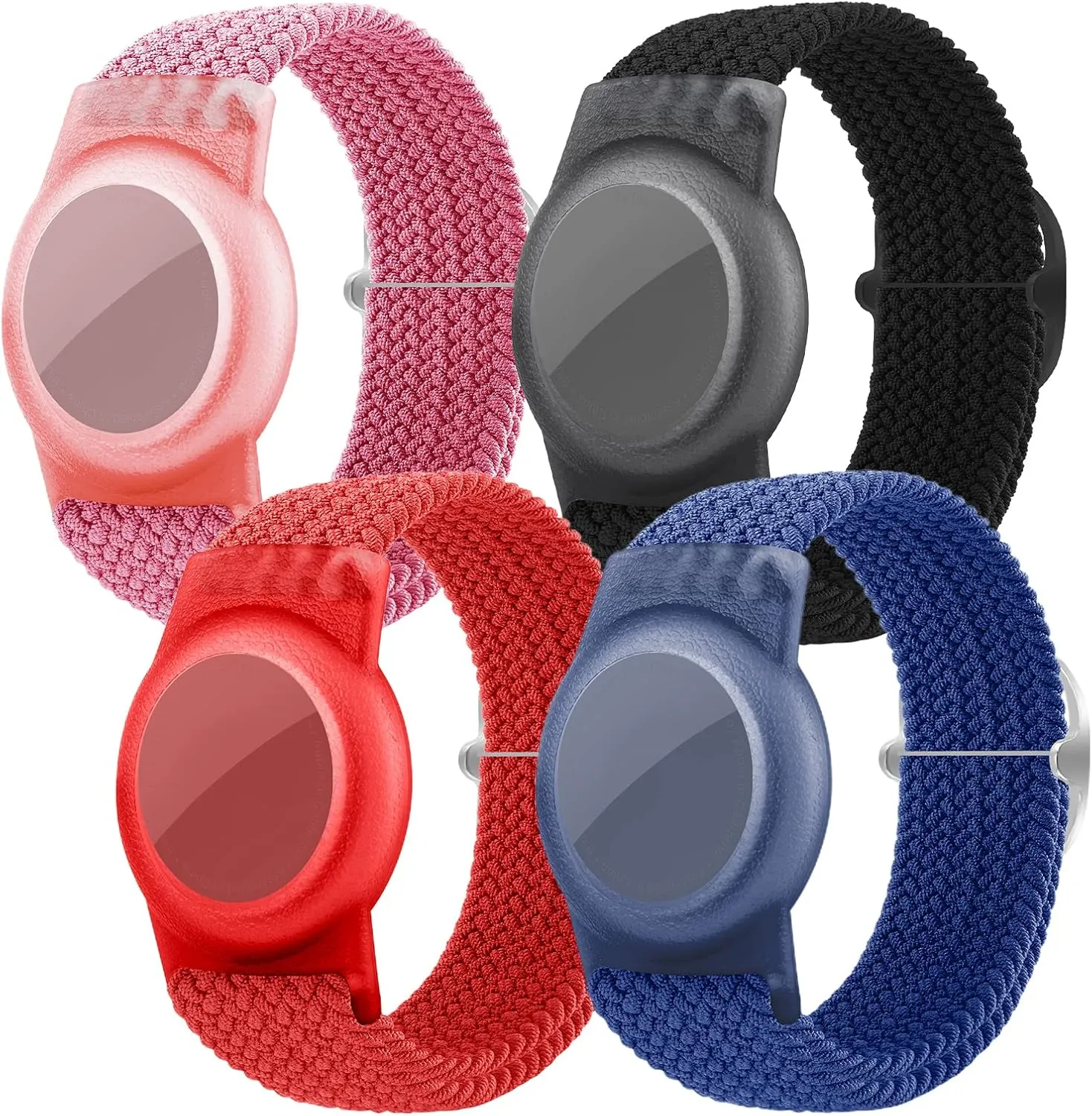 2 Pack Kids Wristband for AirTag, Nylon Watch Band GPS Tracker Holder Protective Case Compatible with Apple Air Tag, Adjustable Anti-lost Bracelet for Toddler Baby Children Elders
