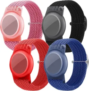 2 Pack Kids Wristband for AirTag, Nylon Watch Band GPS Tracker Holder Protective Case Compatible with Apple Air Tag, Adjustable Anti-lost Bracelet for Toddler Baby Children Elders