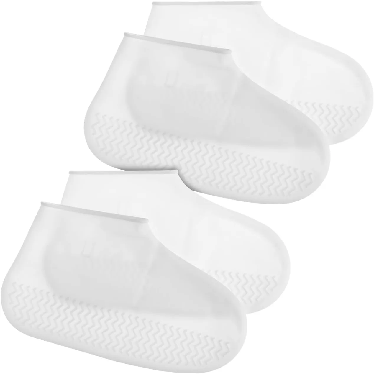 2 Pairs Waterproof Silicone Shoe Covers Non-Slip Reusable Overshoes for Outdoor Use Boot Protectors for Men and Women Size L (11.41 X 6.49 Inches)