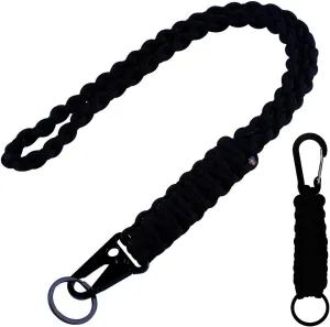 2 Pcs Heavy Duty Braided 550 Paracord Lanyard Keychain Set, Parachute Rope Necklace Keychain with Belt Carabiner Clip for Keys Men Women Hiking, Camping, Outdoor Survival, Camera, Wallet and Whistle