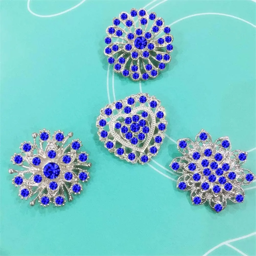 24pcs Lot Crystal Flower Small Brooches Pin Set