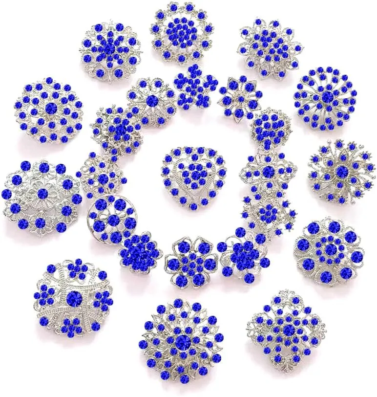 24pcs Lot Crystal Flower Small Brooches Pin Set