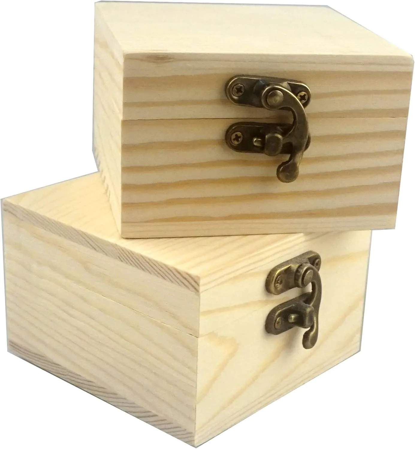 2Pcs/PACK Unfinished Wood Box Gift Wooden Box for your Gift Jewelry Watch (Wooden Box-2PCS/PACK)