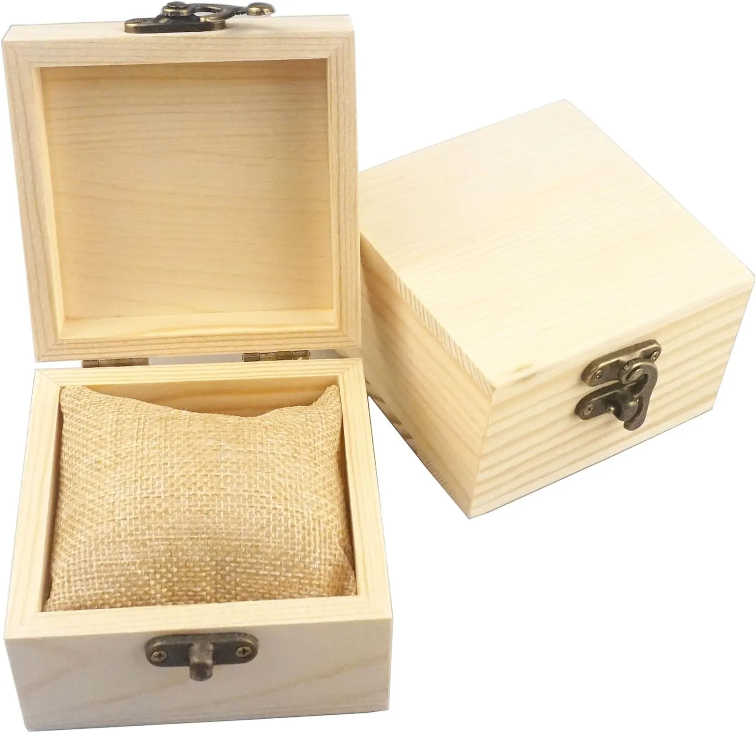 2Pcs/PACK Unfinished Wood Box Gift Wooden Box for your Gift Jewelry Watch (Wooden Box-2PCS/PACK)