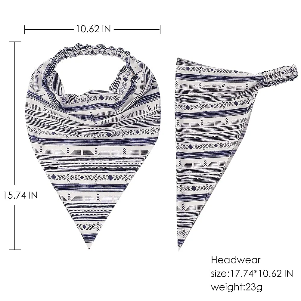 6 Pack Hair Scarf Headband for Women - Elastic Hair Kerchief Boho Triangle Bandana Head Scarf with Clips Non Slip Headbands Scarves for Girls