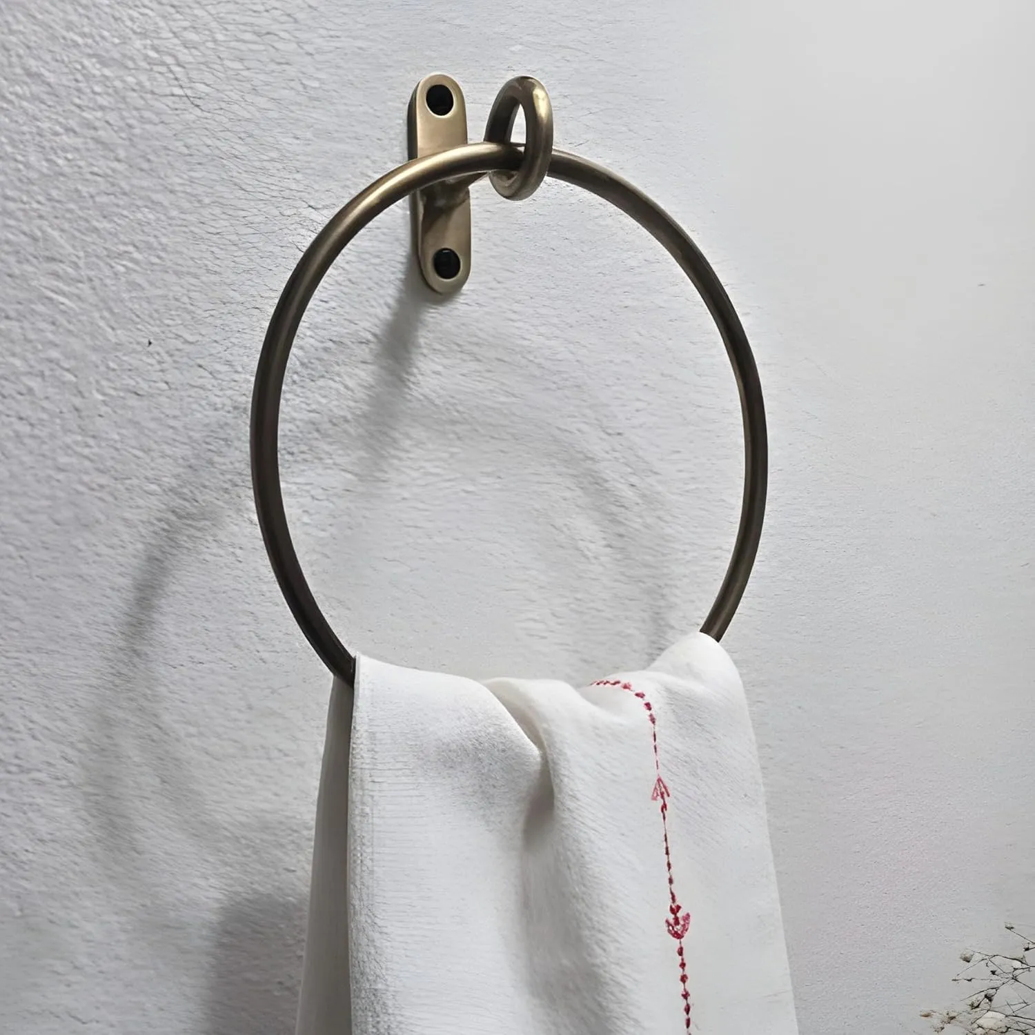 Antique Brass Towel Ring Decorative Round Hand Towel Hanger Holder Wall Mounted for Bathroom,Toilet,Kitchen Accessories Handmade & Minimalist Design (Brass Antique by Hand)