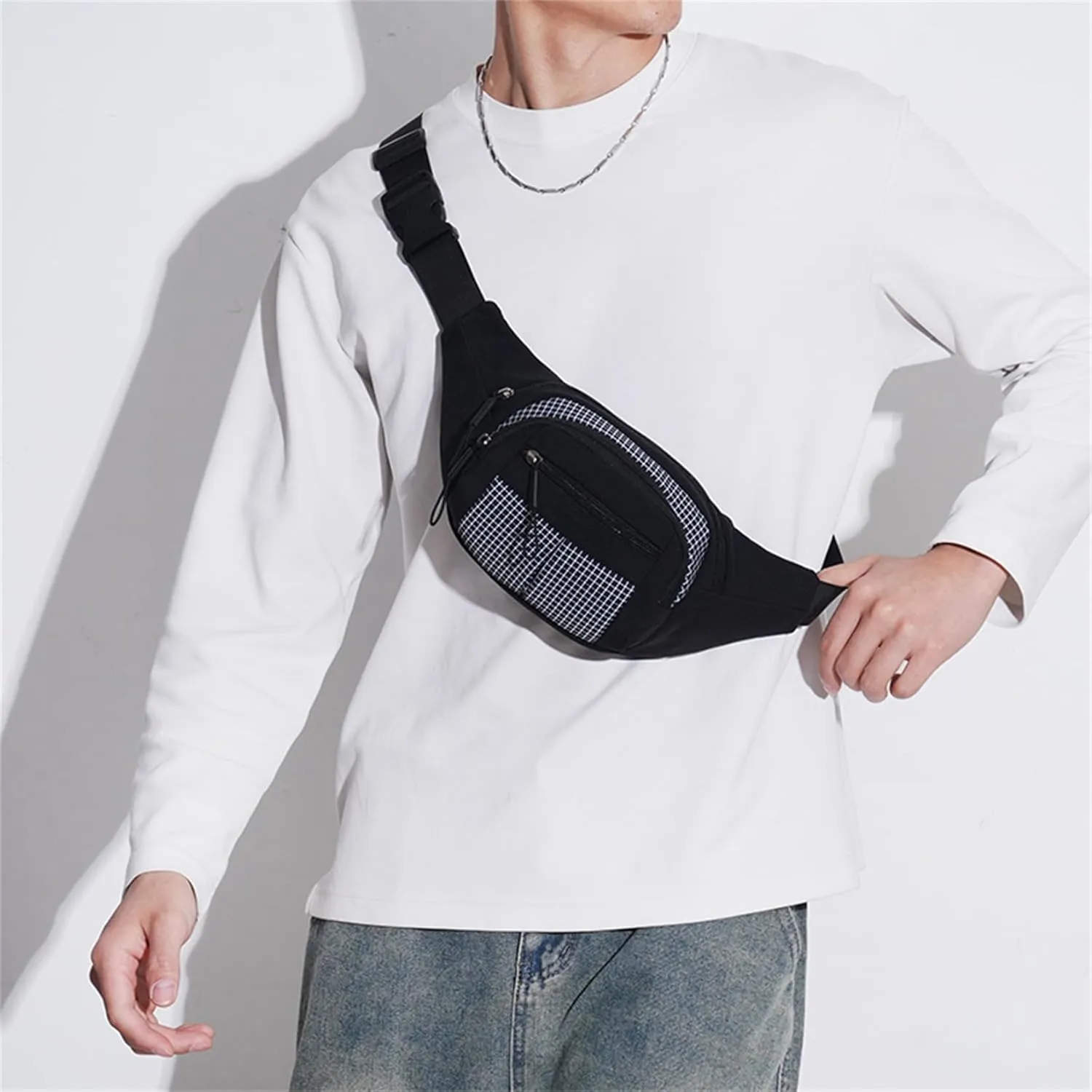 Ausion Fanny Pack Waist Bag for Men&Women Adjustable Belt Hip Bum Bag Fashion Water Resistant Hiking Waist Bag for Traveling Casual Running Hiking Cycling