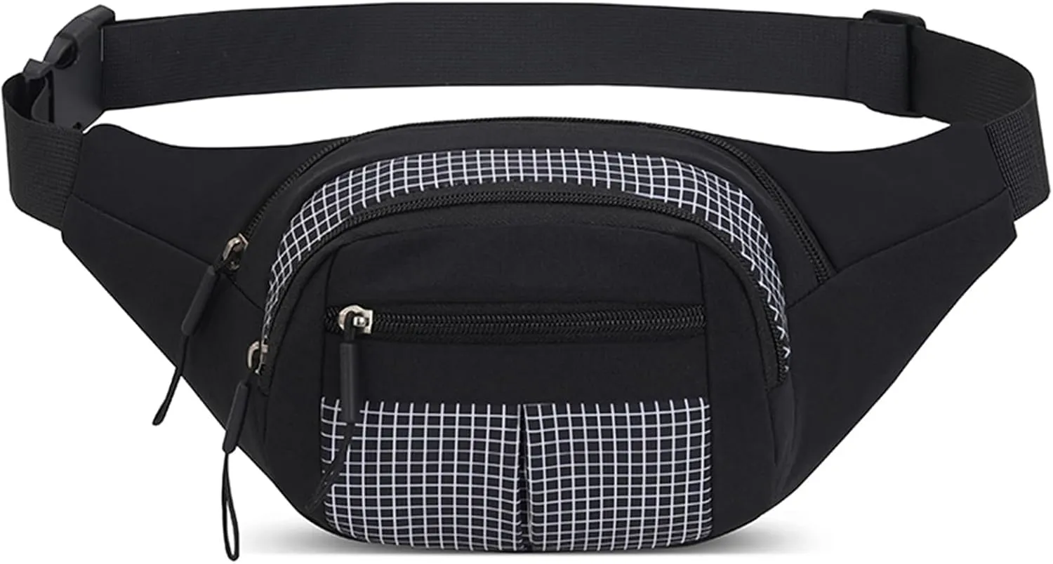 Ausion Fanny Pack Waist Bag for Men&Women Adjustable Belt Hip Bum Bag Fashion Water Resistant Hiking Waist Bag for Traveling Casual Running Hiking Cycling