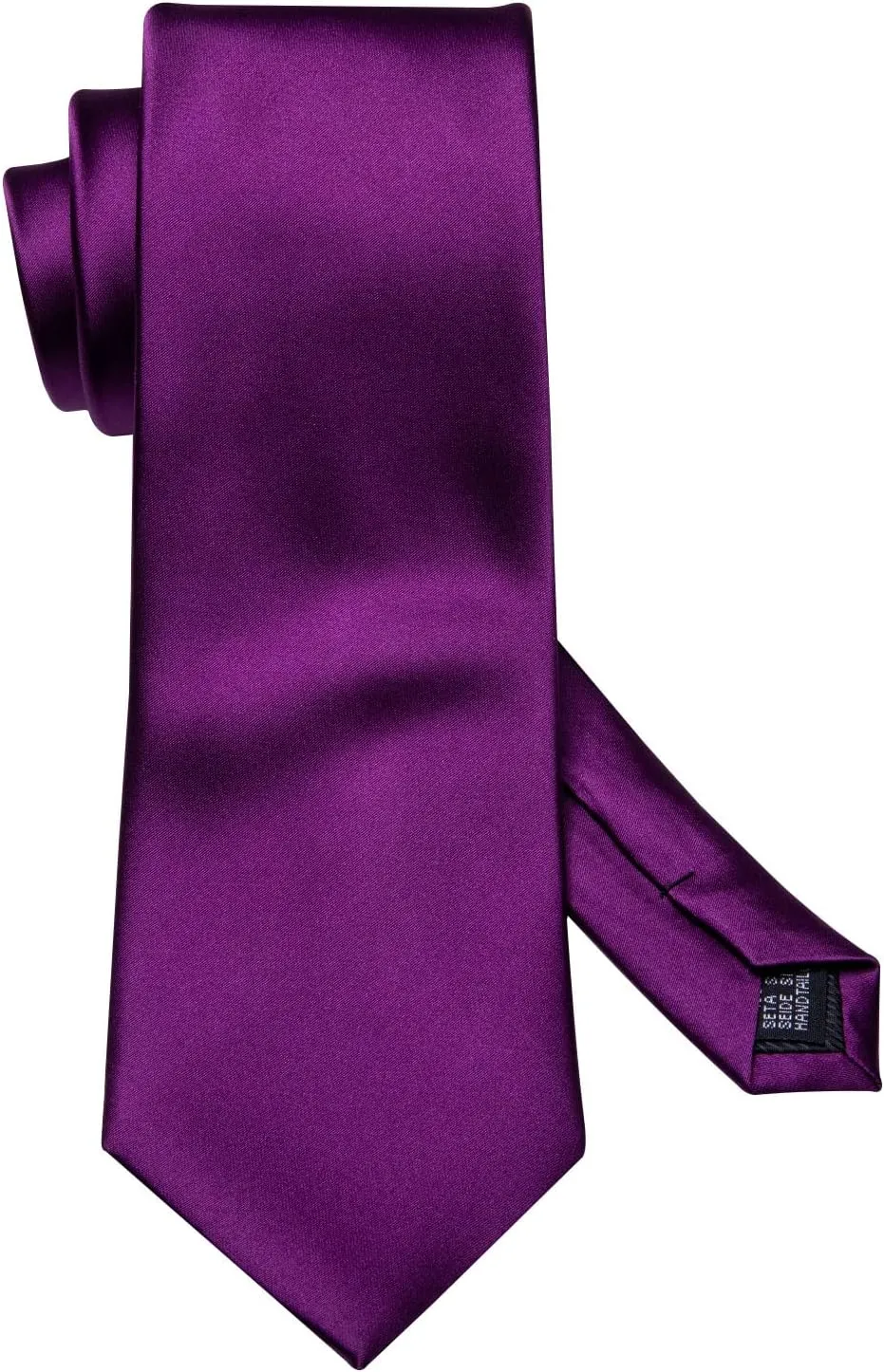 Barry.Wang Plain Men Silk Ties Extra Long Stain Necktie for Wedding Business Handkerchief Cufflinks Set Solid Colors