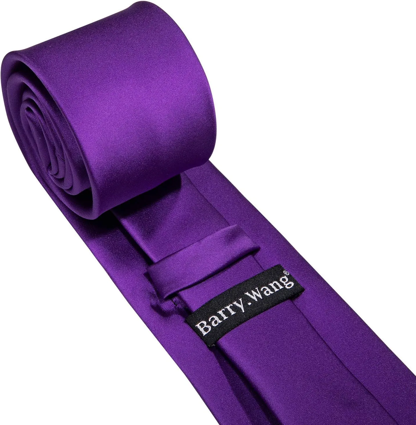 Barry.Wang Plain Men Silk Ties Extra Long Stain Necktie for Wedding Business Handkerchief Cufflinks Set Solid Colors