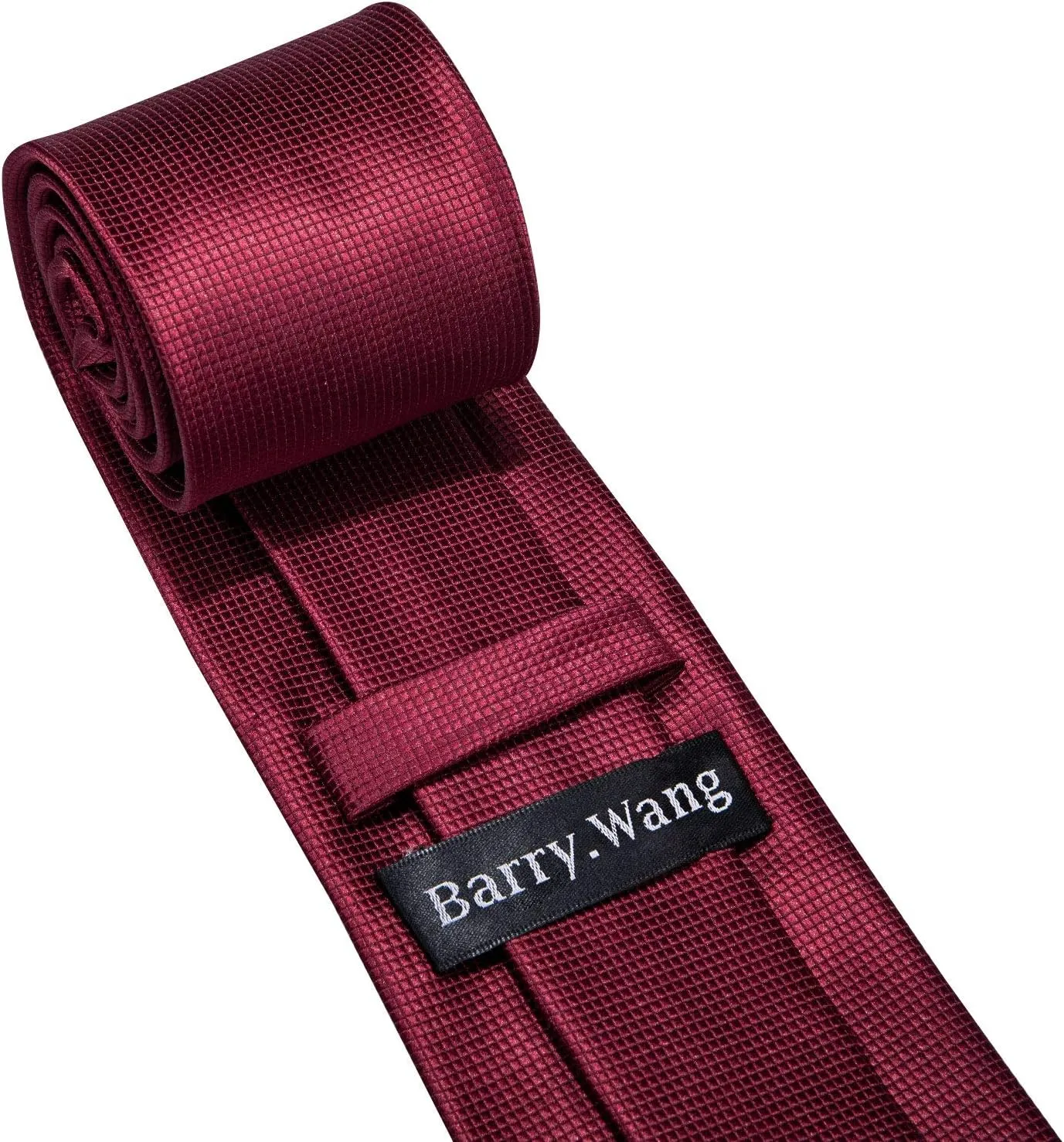 Barry.Wang Plain Men Silk Ties Extra Long Stain Necktie for Wedding Business Handkerchief Cufflinks Set Solid Colors