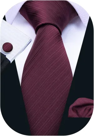 Barry.Wang Plain Men Silk Ties Extra Long Stain Necktie for Wedding Business Handkerchief Cufflinks Set Solid Colors