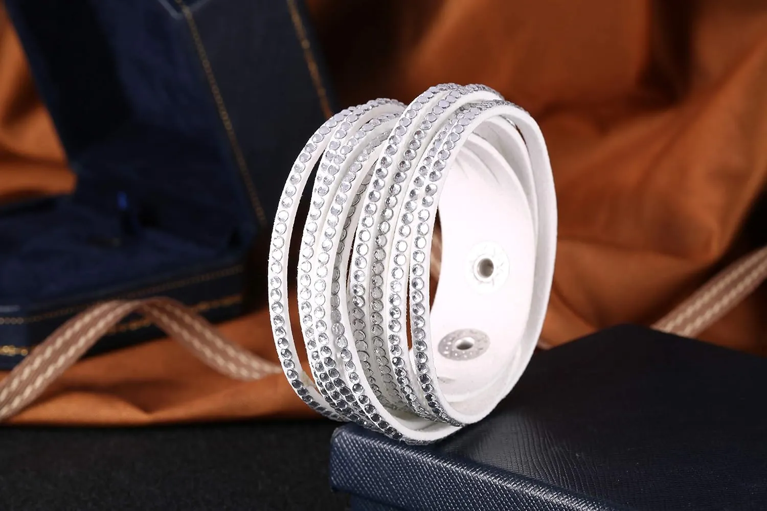 Barzel Leather Created Austrian Crystals Wrap Bracelets (Many Options Available)