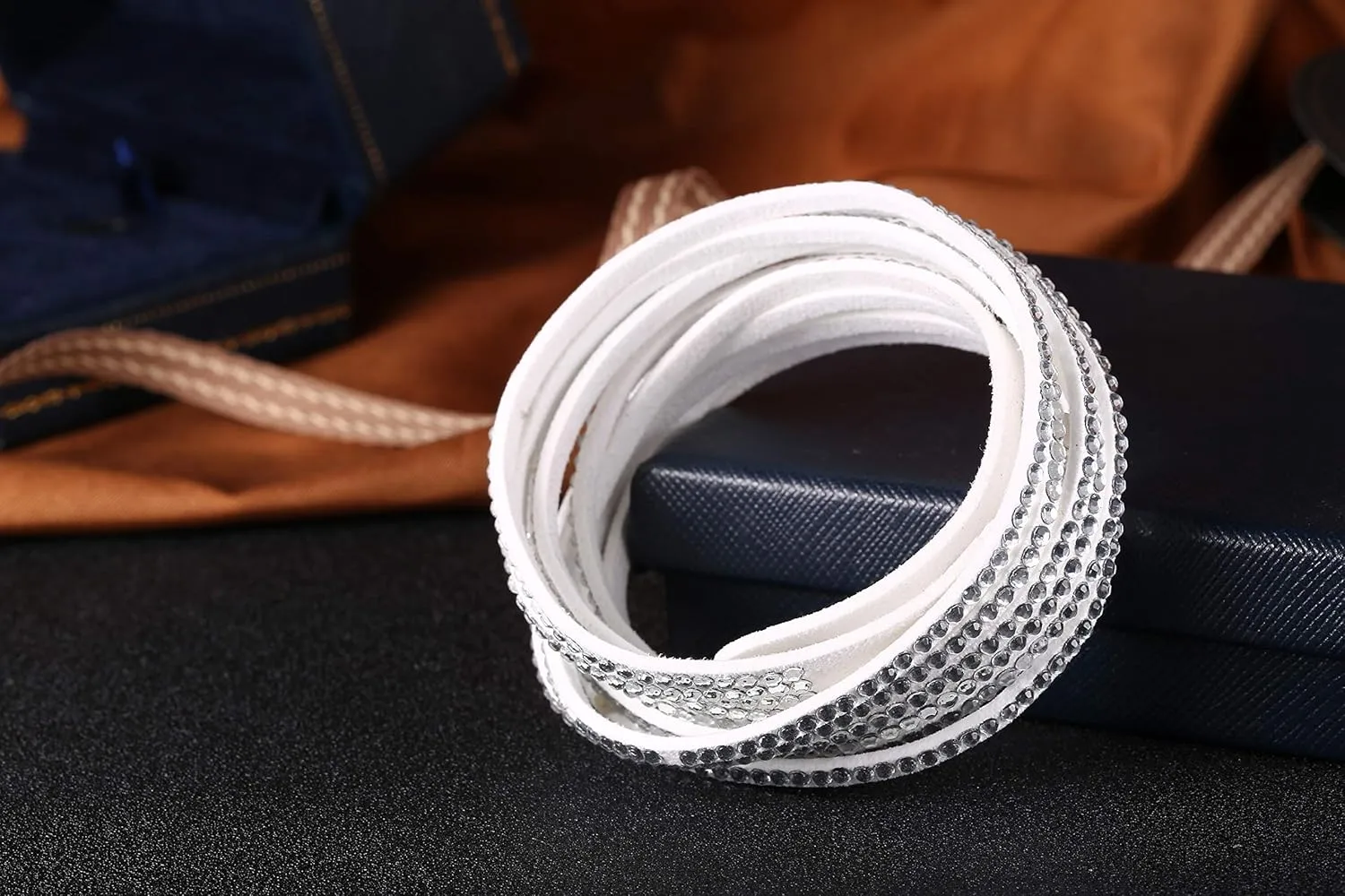 Barzel Leather Created Austrian Crystals Wrap Bracelets (Many Options Available)
