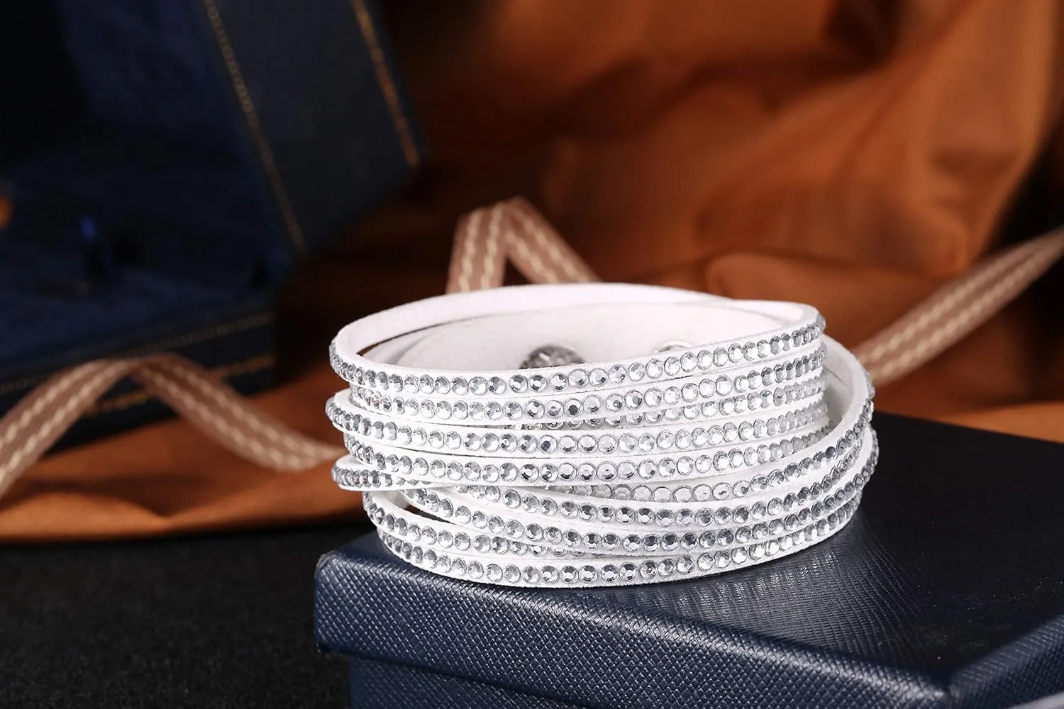 Barzel Leather Created Austrian Crystals Wrap Bracelets (Many Options Available)