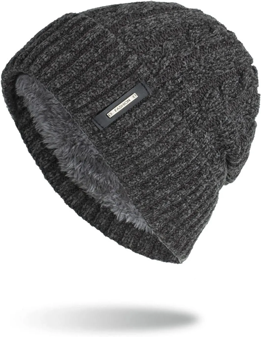 Beanie for Men Women Soft Stretch Cable Knit Beanies Ribbed Skull Cap Cuff Beanie Knitted Soft Warm Winter Hat