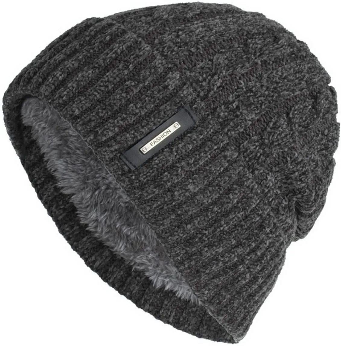 Beanie for Men Women Soft Stretch Cable Knit Beanies Ribbed Skull Cap Cuff Beanie Knitted Soft Warm Winter Hat