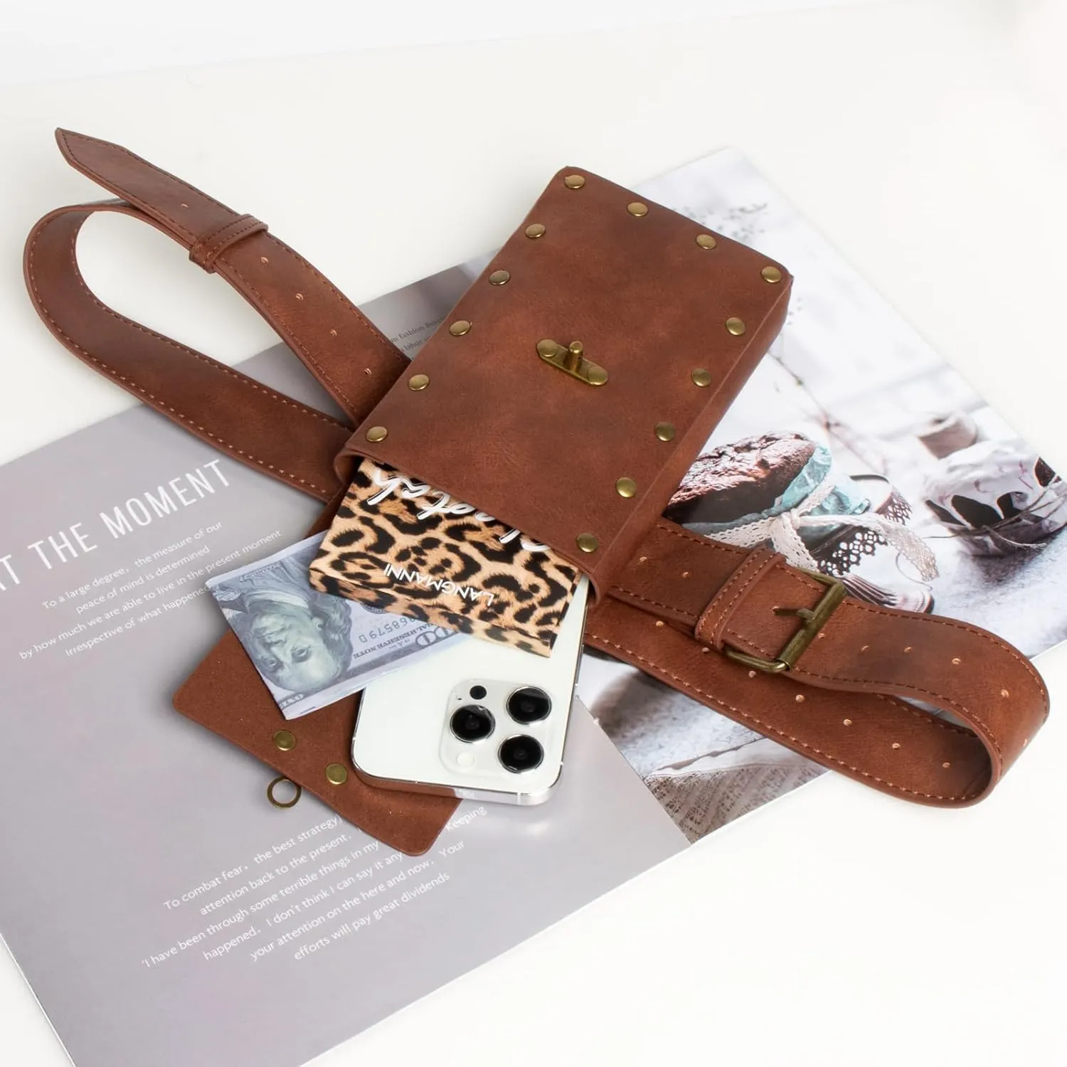 Belt Pouch Waist Bag Fanny Pack Steampunk Phone Holder Casual Medieval Renaissance Cosplay Costume Accessories (1Classic-Brown)