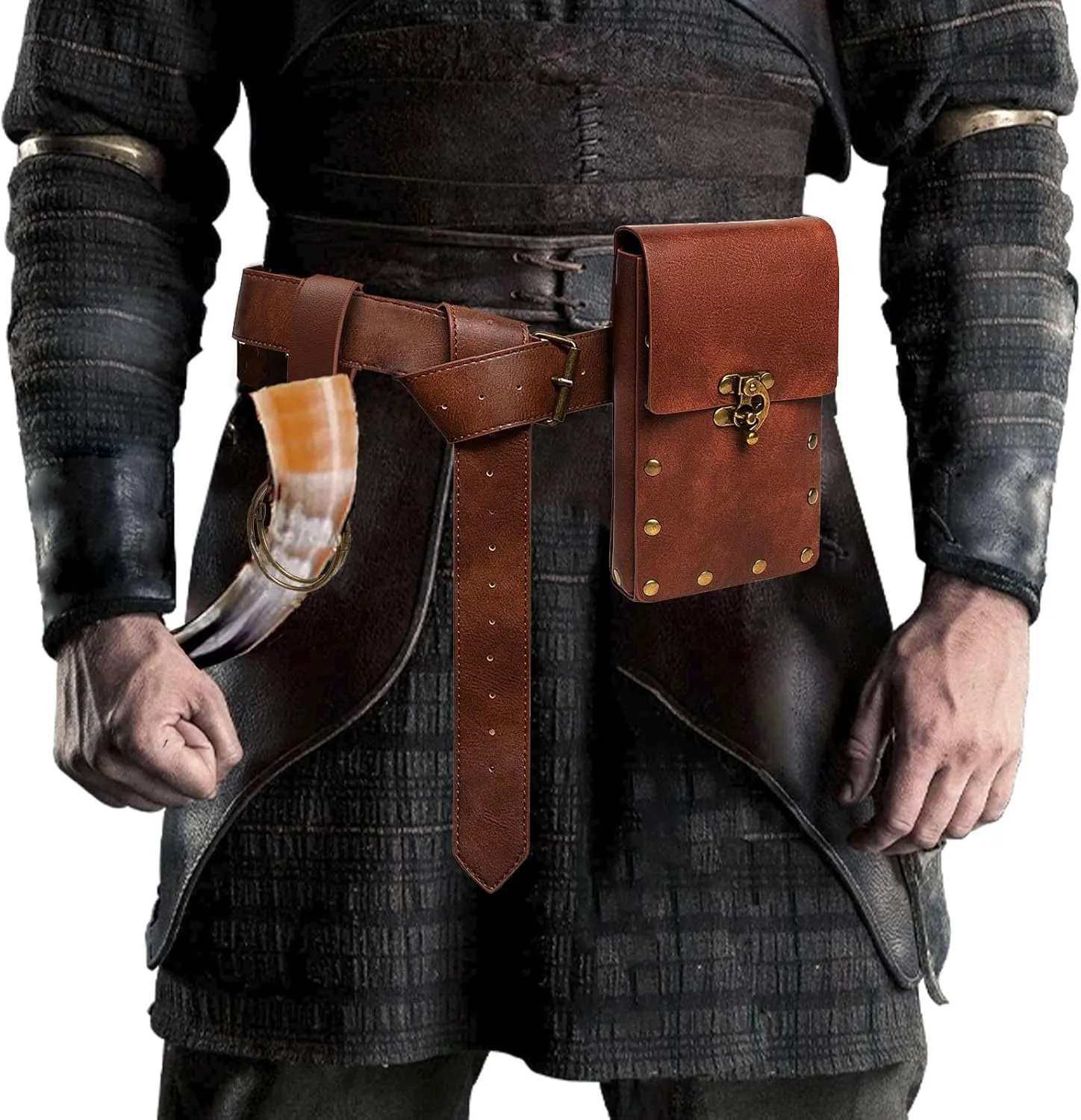 Belt Pouch Waist Bag Fanny Pack Steampunk Phone Holder Casual Medieval Renaissance Cosplay Costume Accessories (1Classic-Brown)