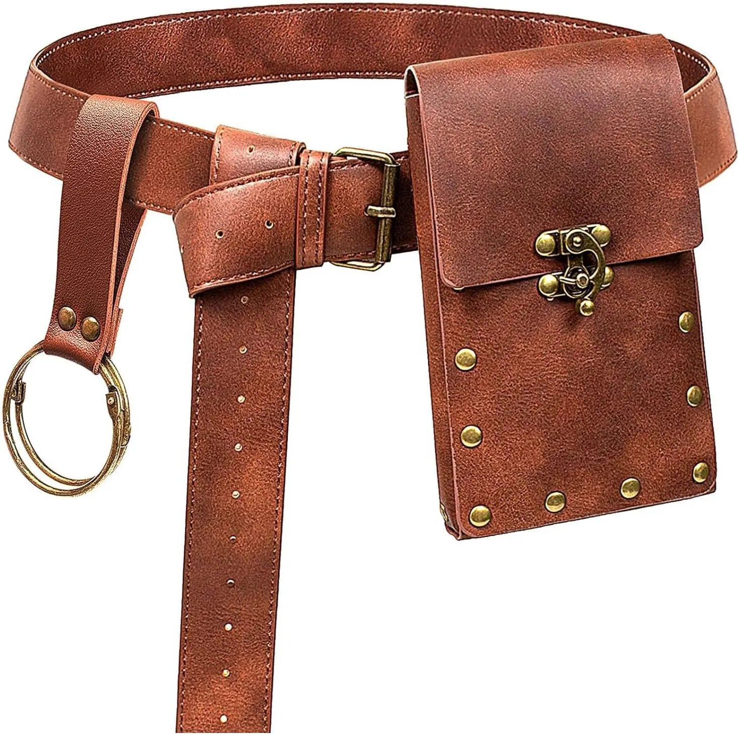 Belt Pouch Waist Bag Fanny Pack Steampunk Phone Holder Casual Medieval Renaissance Cosplay Costume Accessories (1Classic-Brown)