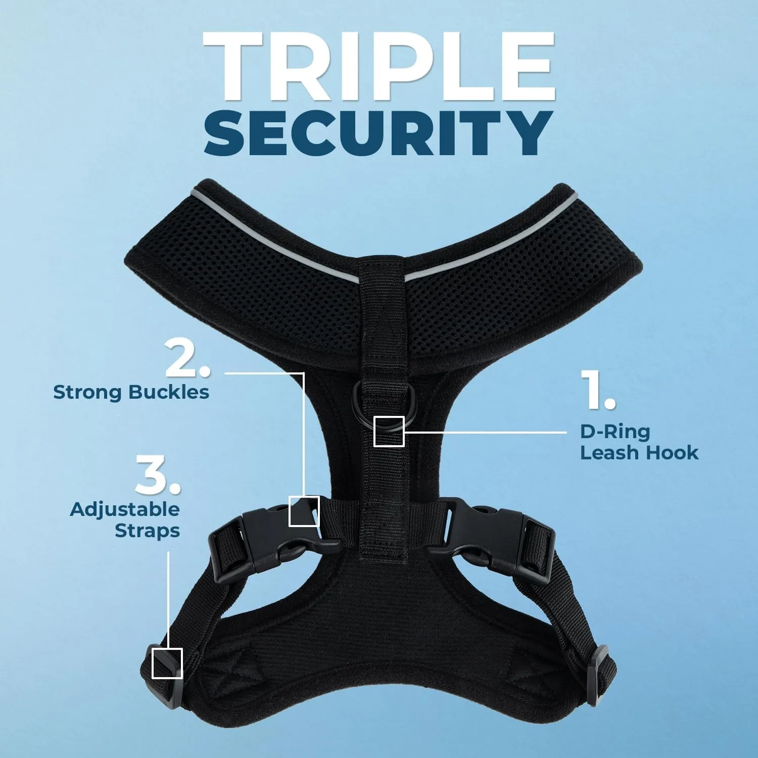 Best Pet Supplies Voyager Aerolite No Pull Mesh Dog Harness, Reflective, Breathable Harness, Adjustable for Walking, Training, Running, Heavy Duty and Durable, 220 Style (Black), M (Chest: 17-21").