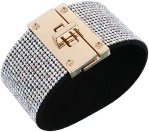 Bohemian Leather Wrap Bracelets Rhinestone Bangle Cuff Wrap Wristband Wide Edge Rhinestone Bracelet Boho Ethnic Leather Cuff Bracelet