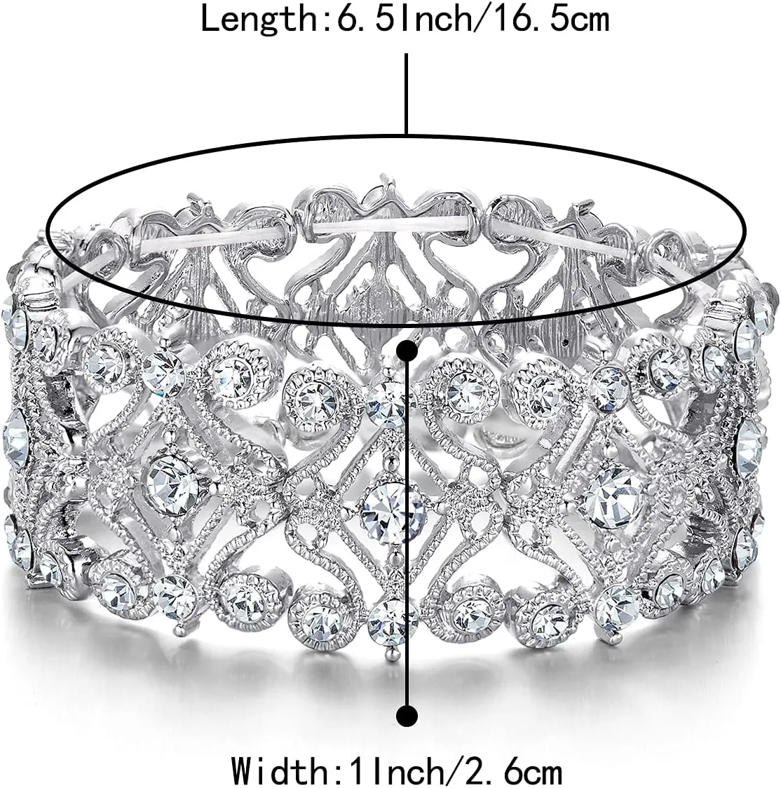 BriLove Women's Wedding Bridal Crystal Cluster Tennis Stretch Bracelet