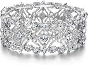 BriLove Women's Wedding Bridal Crystal Cluster Tennis Stretch Bracelet