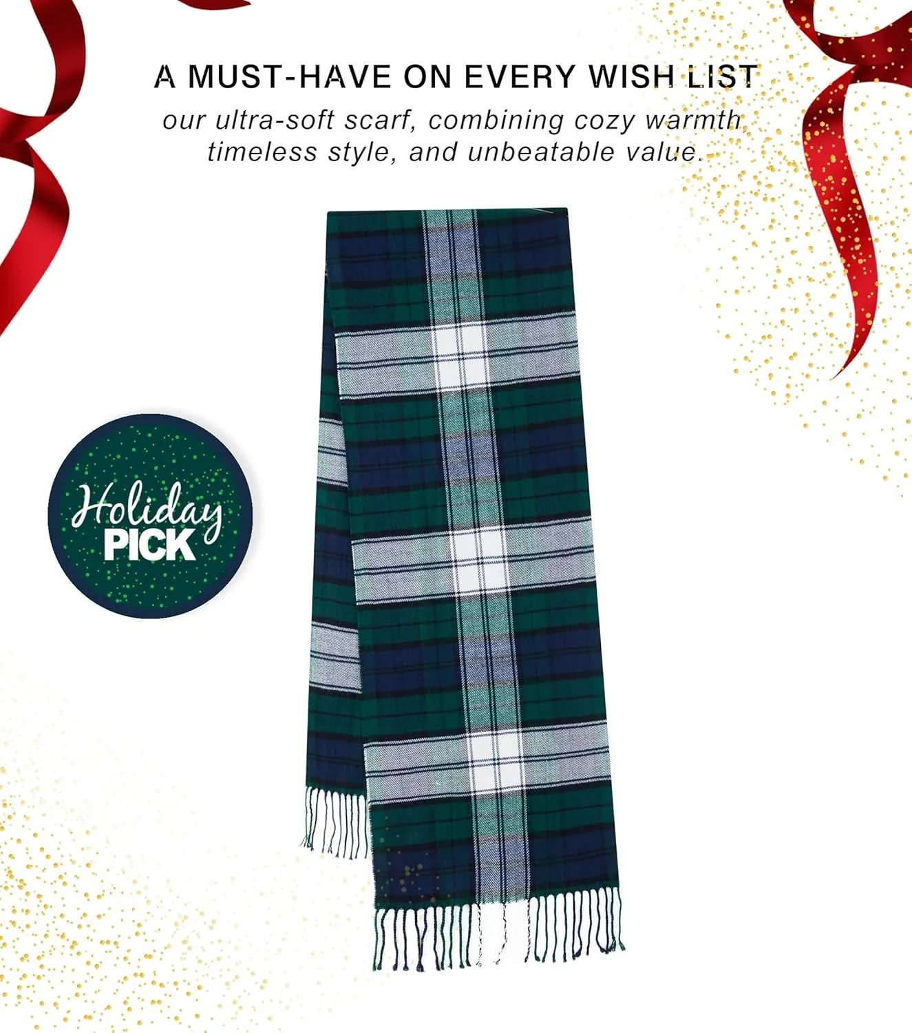 CALVIN & OLIVIA Women's Fall Winter Scarf Thick Classic Plaid Scarf Wrap Warmth Soft Oversized Cashmere Feel Scarves