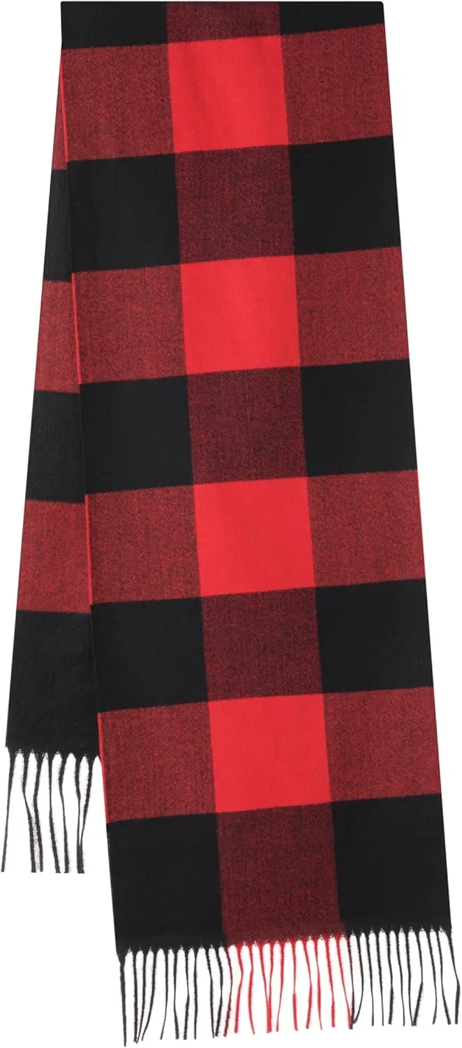 CALVIN & OLIVIA Women's Fall Winter Scarf Thick Classic Plaid Scarf Wrap Warmth Soft Oversized Cashmere Feel Scarves