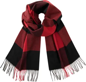 CALVIN & OLIVIA Women's Fall Winter Scarf Thick Classic Plaid Scarf Wrap Warmth Soft Oversized Cashmere Feel Scarves