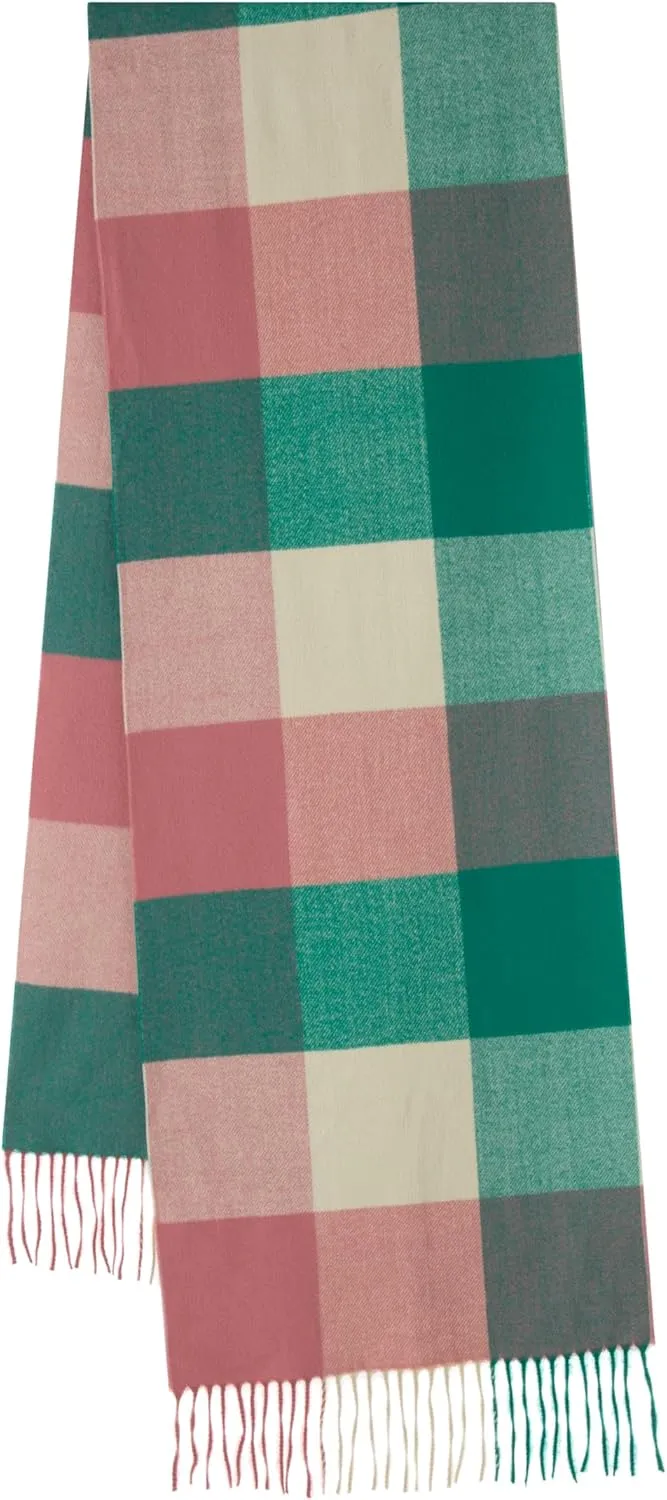 CALVIN & OLIVIA Women's Fall Winter Scarf Thick Classic Plaid Scarf Wrap Warmth Soft Oversized Cashmere Feel Scarves