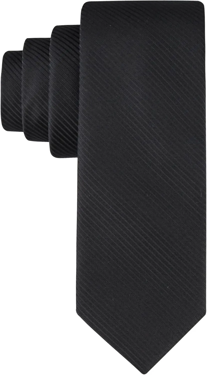 Calvin Klein Mens Black Solid and Pattern Neckties  Standard and Extra Long Sizes