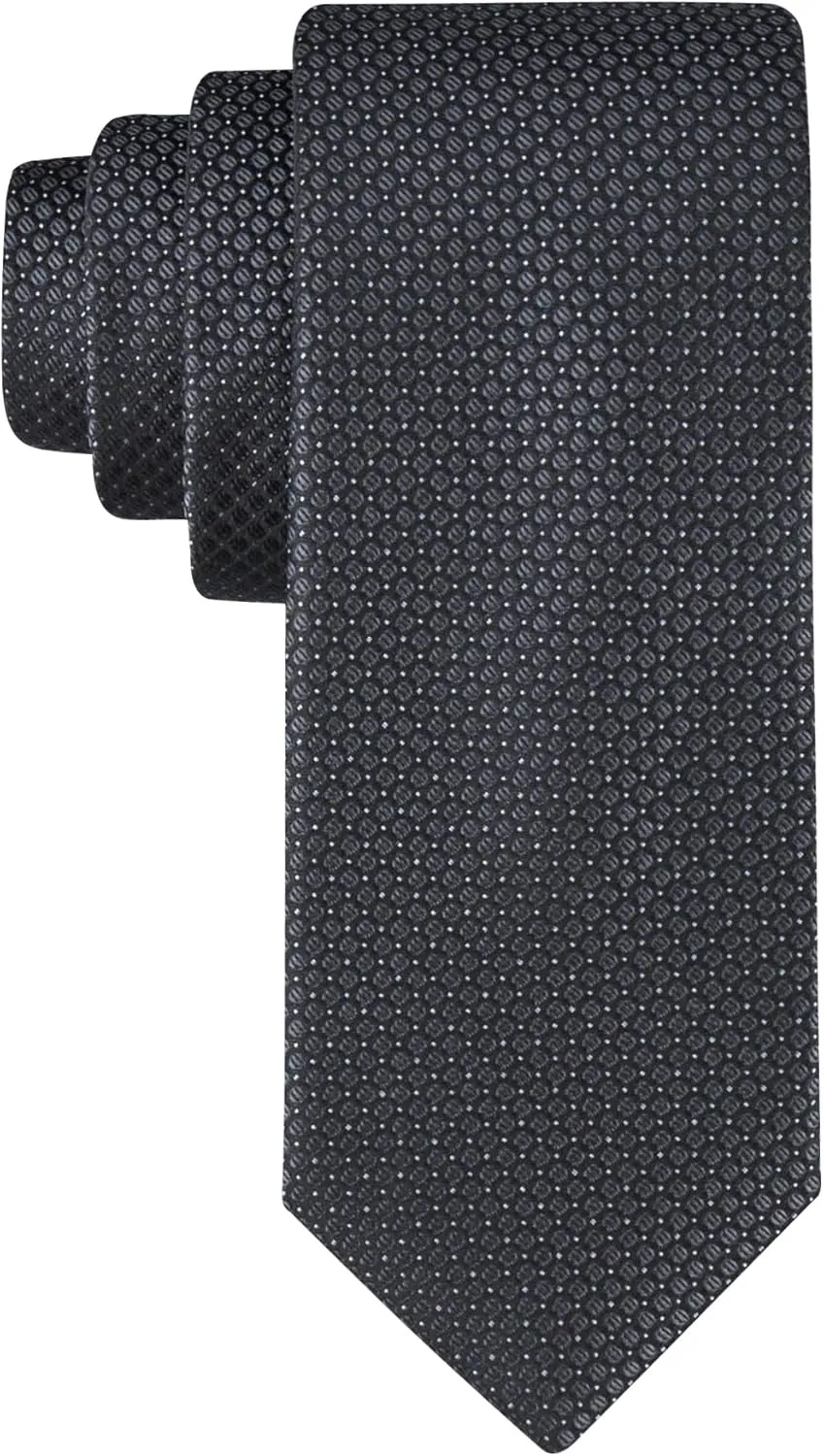 Calvin Klein Mens Black Solid and Pattern Neckties  Standard and Extra Long Sizes