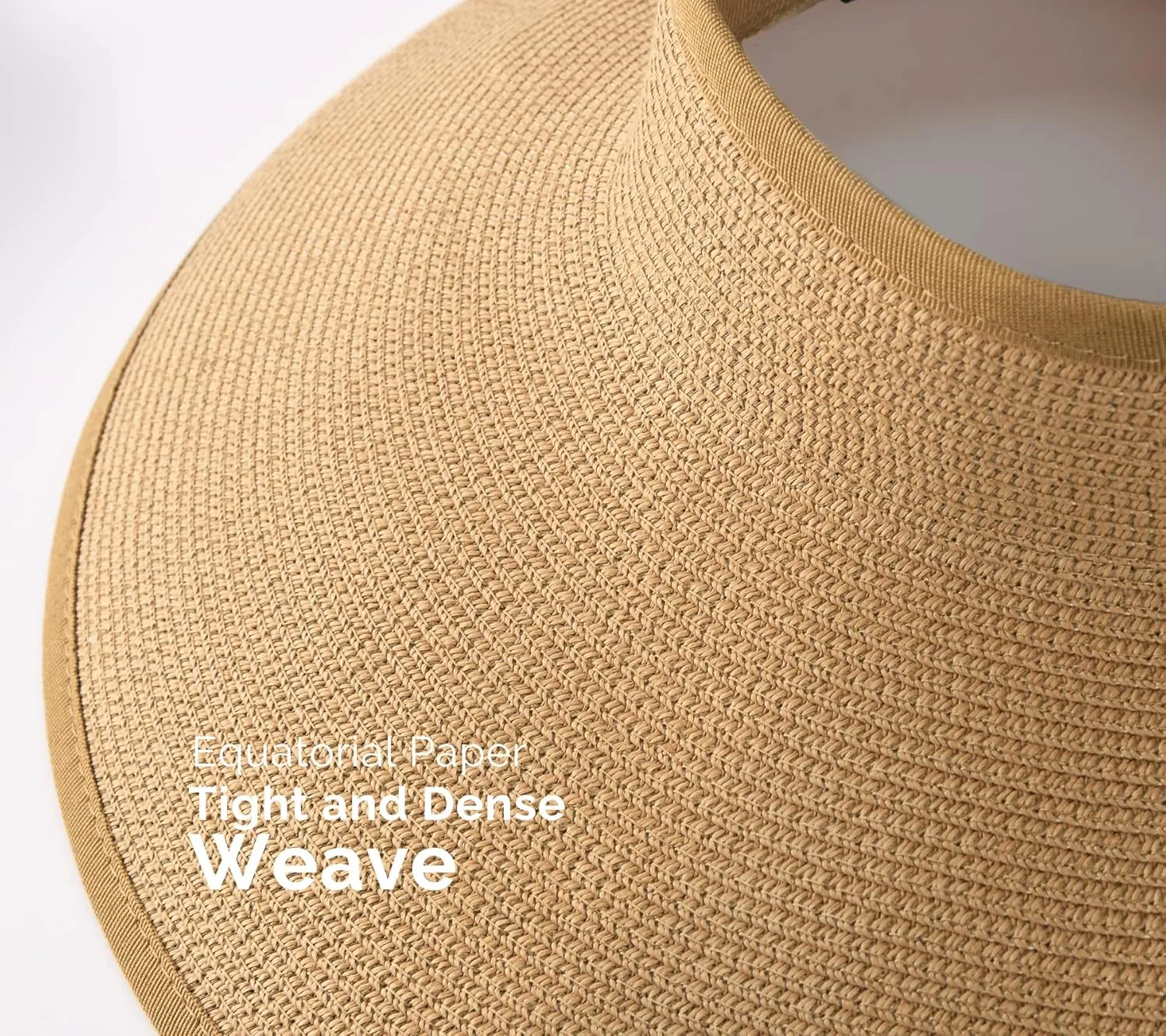 Camptrace Sun Visors for Women Wide Brim Beach Hat Foldable Straw Visor Hat Ponytail Summer Packable UPF 80 