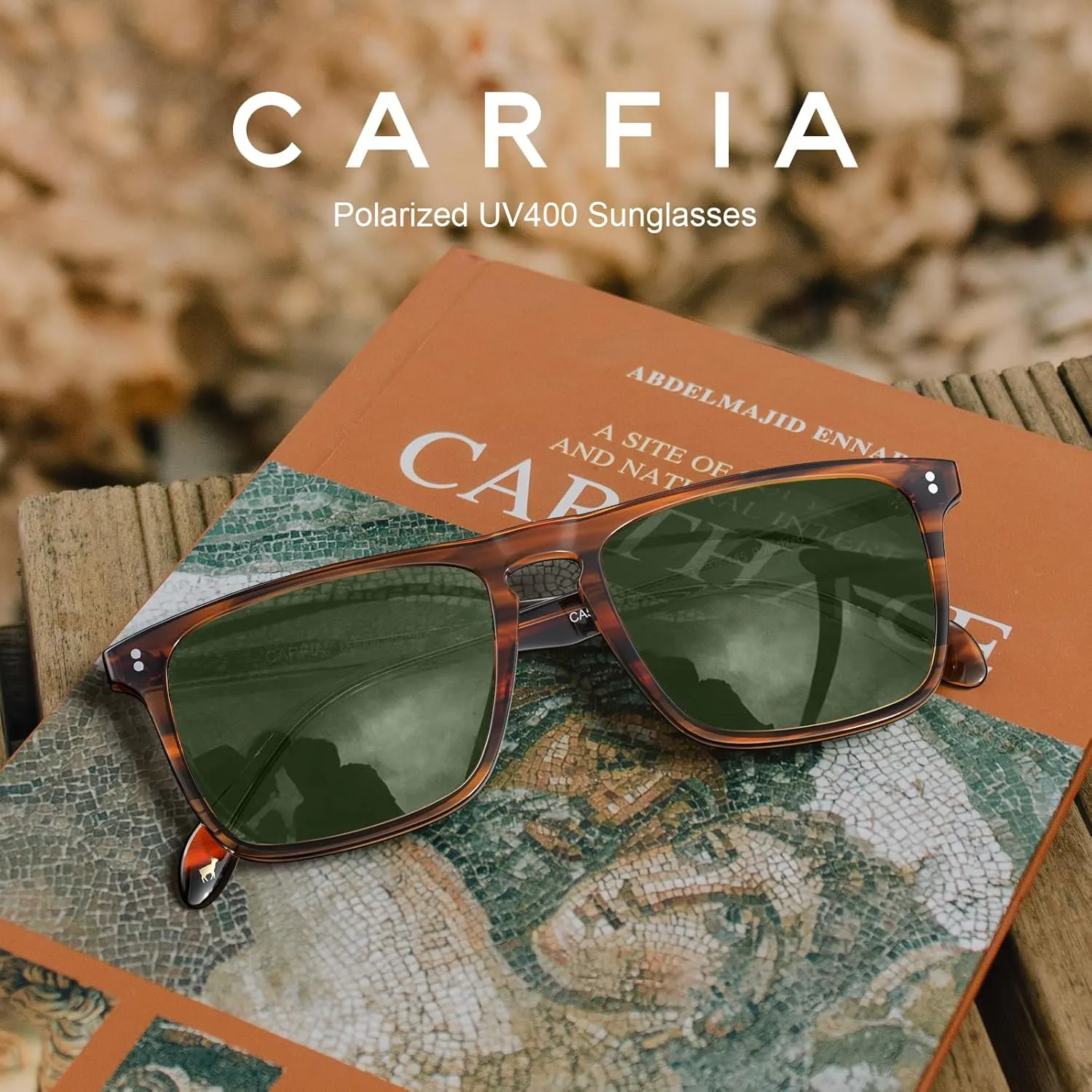CARFIA Retro Polarized Sunglasses for Men UV Protection Hand-crafted Acetate Frame Fashion Cool Sun Glasses CA53572