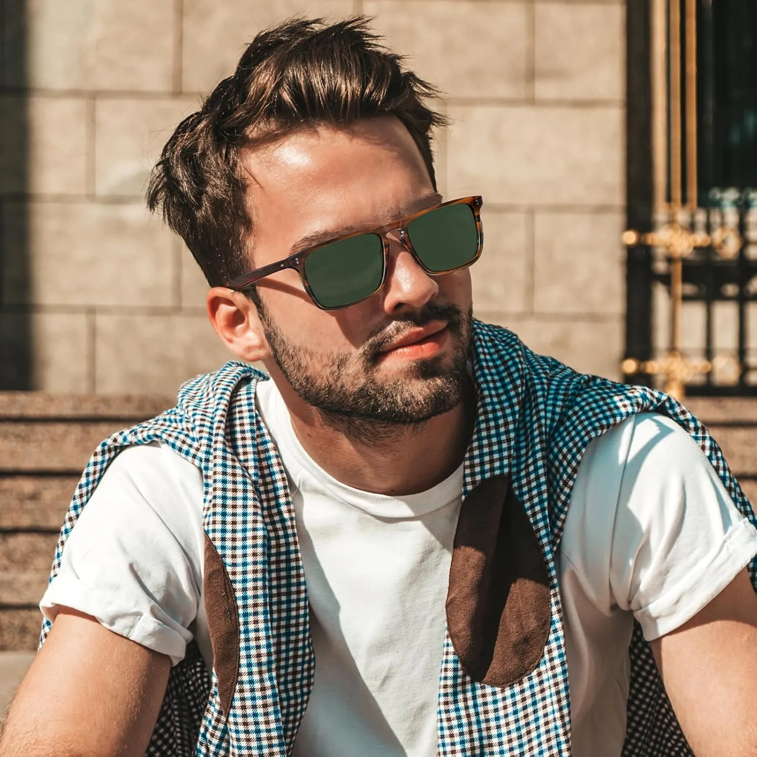 CARFIA Retro Polarized Sunglasses for Men UV Protection Hand-crafted Acetate Frame Fashion Cool Sun Glasses CA53572