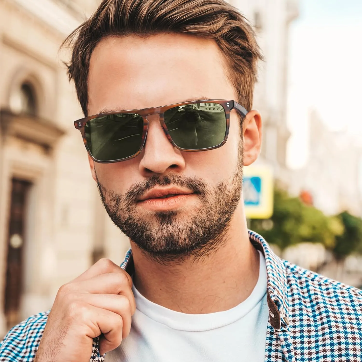 CARFIA Retro Polarized Sunglasses for Men UV Protection Hand-crafted Acetate Frame Fashion Cool Sun Glasses CA53572