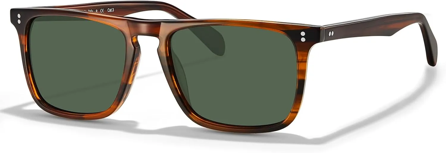 CARFIA Retro Polarized Sunglasses for Men UV Protection Hand-crafted Acetate Frame Fashion Cool Sun Glasses CA53572