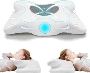 Cervical Neck Pillow,Ergonomic Cervical Support for Adult,Pillows for Neck & Shoulder Pain Relief,Orthopedic Memory Foam,Contour Bed Pillow for Side Sleeper(White)