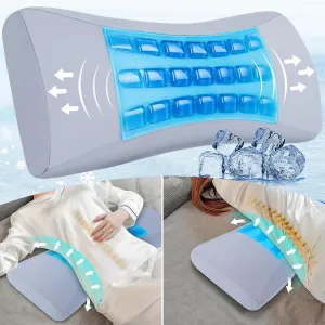 Cooling Lumbar Support Pillow for Bed Relief Lower Back Pain: Memory Foam Back Pillow for Sleeping - Gel Waist Wedge Pillow Side&Back and Stomach Sleepers - Lumbar Pillow for Office Chair/Couch/Car
