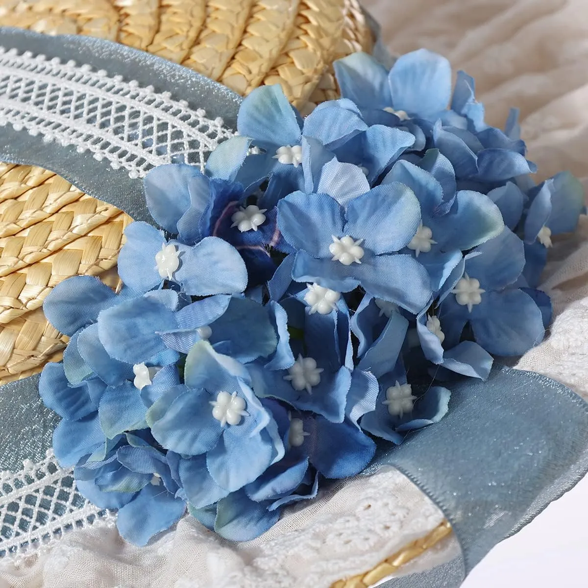 COSDREAMER Girls Women Victorian Tea Party Sun Hat Bows Flowers Straw Hats