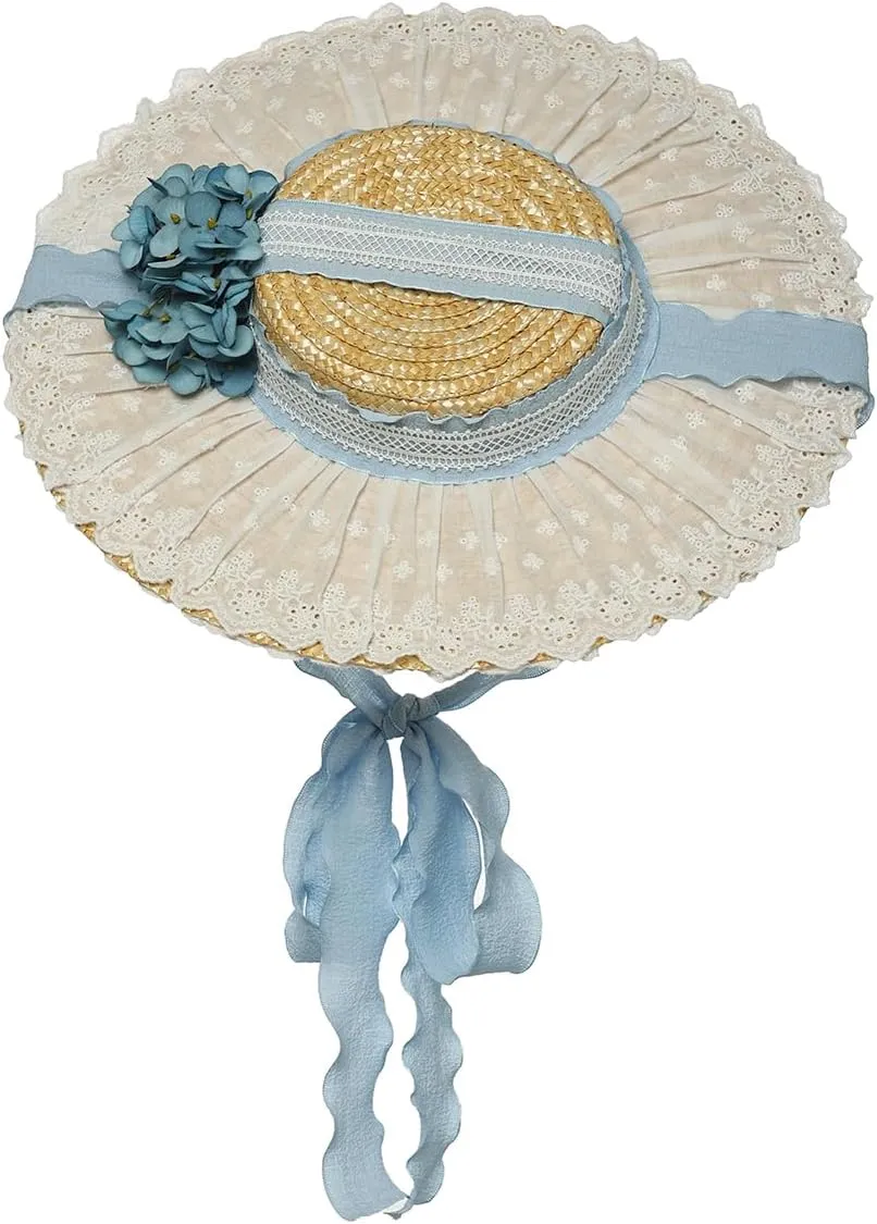 COSDREAMER Girls Women Victorian Tea Party Sun Hat Bows Flowers Straw Hats