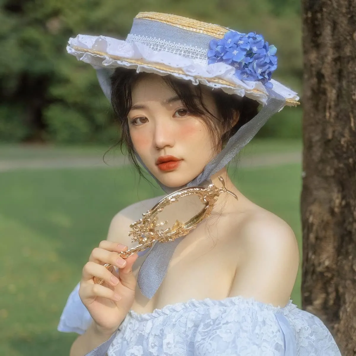 COSDREAMER Girls Women Victorian Tea Party Sun Hat Bows Flowers Straw Hats
