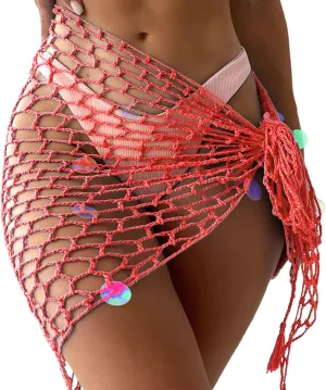 Cover Up Skirts for Swimwear Women Flattering See Thru Swimsuit Sarongs Womens Fashion Classic Poolside Beach Dress