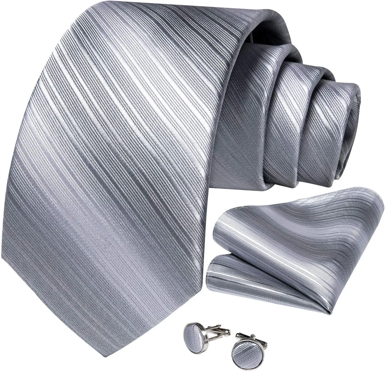 DiBanGu Mens Tie Set Silk Solid Paisley Necktie and Pocket Square Cufflinks Classic Formal Ties for Men Wedding Party