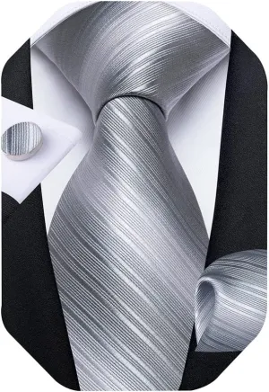 DiBanGu Mens Tie Set Silk Solid Paisley Necktie and Pocket Square Cufflinks Classic Formal Ties for Men Wedding Party